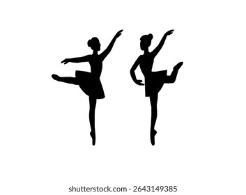 silhuetas de bailarinos. conjunto de silhuetas ballerina com várias poses de balé clássico. Silhueta preta de bailarinos em poses graciosas. Conjunto de silhuetas de bailarina.