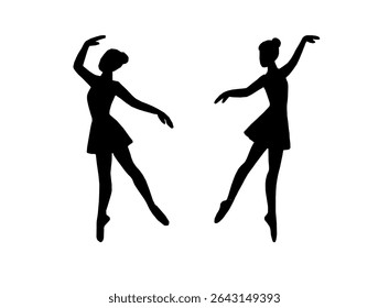 silhuetas de bailarinos. conjunto de silhuetas ballerina com várias poses de balé clássico. Silhueta preta de bailarinos em poses graciosas. Conjunto de silhuetas de bailarina.