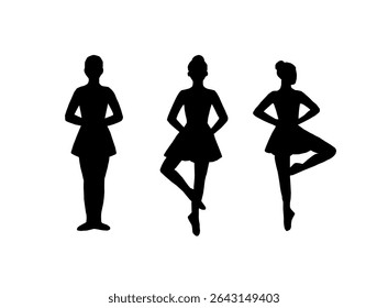 silhuetas de bailarinos. conjunto de silhuetas ballerina com várias poses de balé clássico. Silhueta preta de bailarinos em poses graciosas. Conjunto de silhuetas de bailarina.