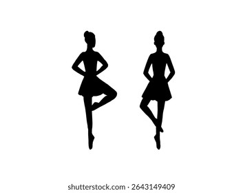 silhuetas de bailarinos. conjunto de silhuetas ballerina com várias poses de balé clássico. Silhueta preta de bailarinos em poses graciosas. Conjunto de silhuetas de bailarina.