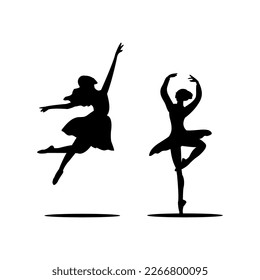 Ballet dancers silhouettes isolated on white background. Vector illustration.