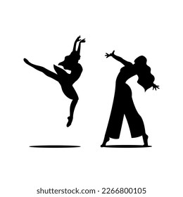 Ballet dancers silhouettes isolated on white background. Vector illustration.