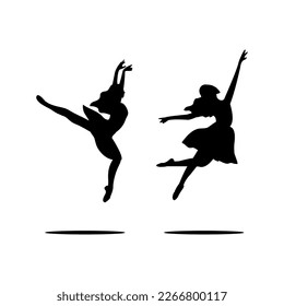 Ballet dancers silhouettes isolated on white background. Vector illustration.