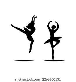 Ballet dancers silhouettes isolated on white background. Vector illustration.