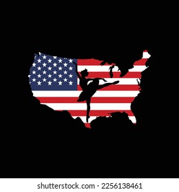 Ballet Dancing American USA Flag Ballerina