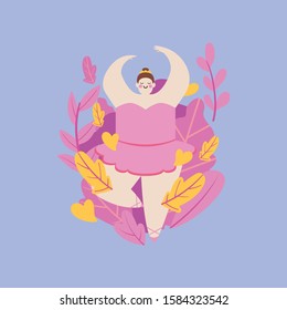Ballet dancing Ballerina, Vector illustration flat design style.