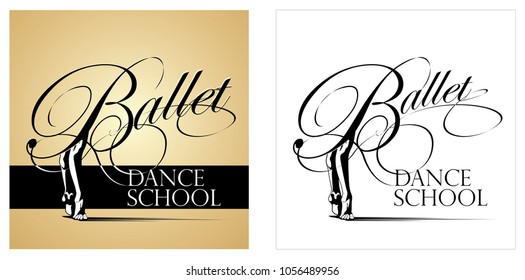 Ballet and dancing school emblem design. Vector