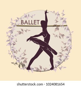 Ballet. Dancing silhouette on vintage background. Silhouette of feet of dancing people. Vector Illustration