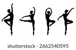 Ballet Dancing Silhouettes. Dance ballet silhouettes. Dancer woman people. Female ballerina recital silhouette.Vector set Silhouette of gymnastics.Eps 10.