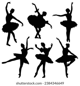 Ballet dancing silhouettes vector illustration