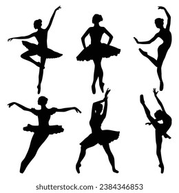 Ballet dancing silhouettes vector illustration