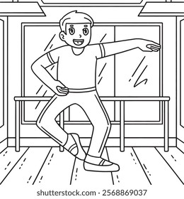 Ballet Danseur in a Bouncing Step Coloring Page 