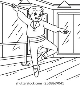 Ballet Danseur in a Coup de Pied Coloring Page 