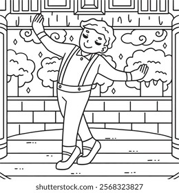 Ballet Danseur Dancing Coloring Page for Kids