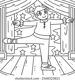 Ballet Danseur doing Fondu Coloring Page for Kids