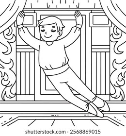 Ballet Danseur making Leap Coloring Page for Kids