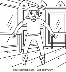 Ballet Danseur in Saute Position Coloring Page 