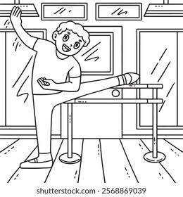 Ballet Danseur Stretching Ballet Bar Coloring Page