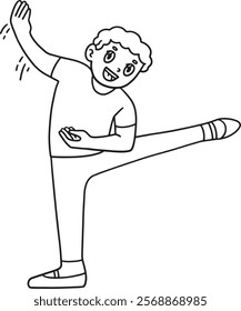 Ballet Danseur Stretching Isolated Coloring Page