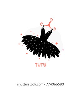 Ballet Dress, Tutu Icon Isolated On Background. Modern Hand Drawn Vector Illustration. Design Element For Logo, Emblem, Sticker, Badge. 