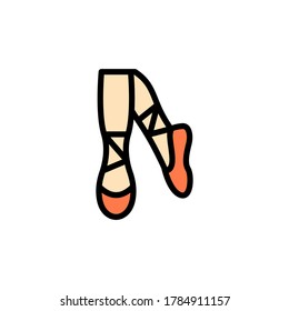 Ballet, feet in pointe shoes icon. Simple color with outline vector elements of cultural activities icons for ui and ux, website or mobile application