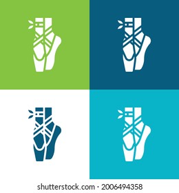 Ballet Flat four color minimal icon set