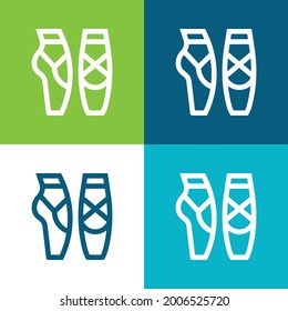 Ballet Flat four color minimal icon set