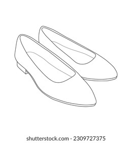 Ballet flat shoes sketch illustration on white background