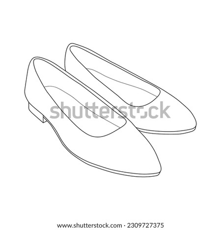 Ballet flat shoes sketch illustration on white background