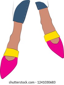 Ballet flats. Pink yellow shoes