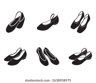 ballet flats sketch icon vector silhouette illustration black and with