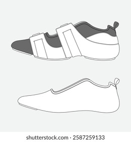 Ballet flats vector design technical flat drawing by adobe illustrator.