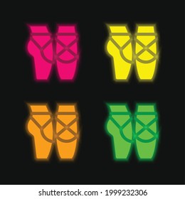 Ballet four color glowing neon vector icon