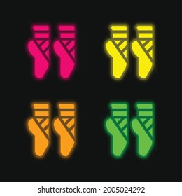 Ballet four color glowing neon vector icon