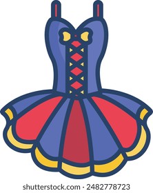 Ballet frock linear color illustration icon