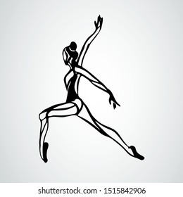 Ballet girl. Art gymnastics dancing woman. Vector logo