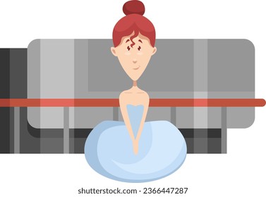 Ballet girl in blue dress, illustration, vector on a white background.