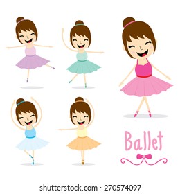 The Ballet Girl cute Activity cartoon design vector 