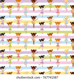 ballet girl dancing performance studio seamless pattern