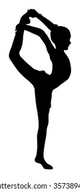 Ballet girl vector figure isolated on white background. Black silhouette illustration of gymnastic woman.