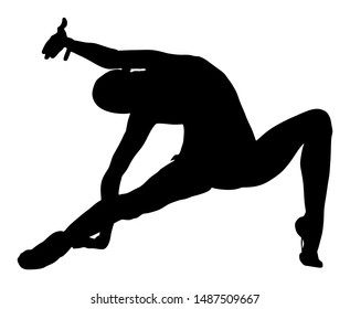 Ballet girl vector silhouette figure performance isolated on white background. Gymnastic woman. Rhythmic Gymnastics lady vector. Ballet dancer. Athlete woman in gym exercise.