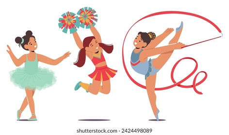 Ballet Girls Exude Grace In Precise Movements, Cheerleaders Radiate Energy With Synchronized Cheers, And Gymnasts Captivate With Dynamic Flips, Embodying A Fusion Of Artistry And Athleticism In Dances