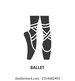 Ballet glyph icon. Pointe shoes sign. Ballet shoes vector symbol. 