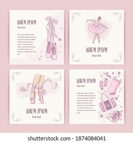 Ballet greeting card set. Vector illustration