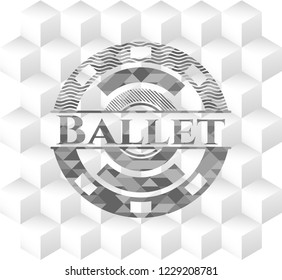 Ballet grey badge with geometric cube white background