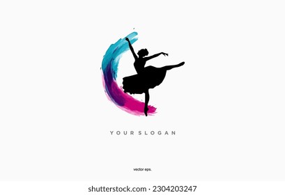 Ballet icon logo vector design template, Abstract people logo design. Harp logo, Gym, fitness, running trainer vector colorful logo. Active Fitness, sport, dance web icon and symbol 