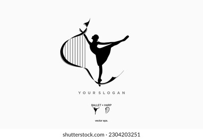 Ballet icon logo vector design template, Abstract people logo design. Harp logo, Gym, fitness, running trainer vector colorful logo. Active Fitness, sport, dance web icon and symbol 