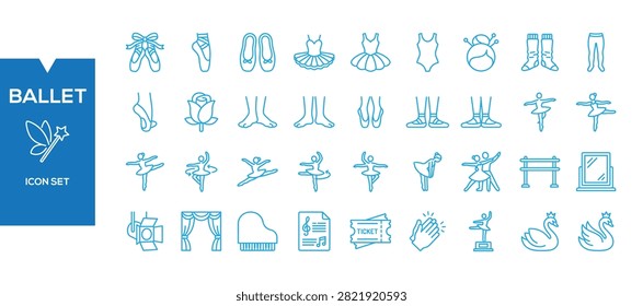 Ballet Icons Set – Flat Classical Dance, Performance Performing Arts Vector Collection