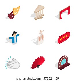 Ballet icons set. Isometric 3d illustration of 9 ballet vector icons for web