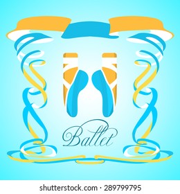Ballet isolated, legs of a ballerina with pretty ribbon. Vector Illustration